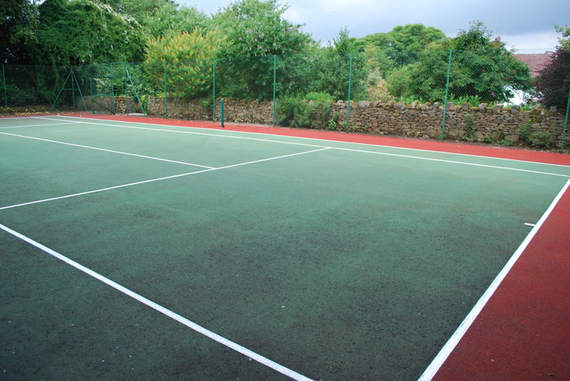 A clean relined tennis court
